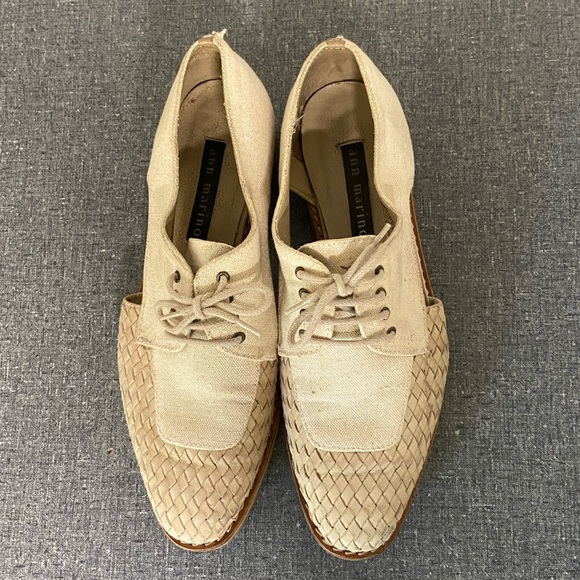 ⚡️SOLD⚡️ Ann Marino Cream Leather Loafers Vintage Flats - Picture 4 of 6